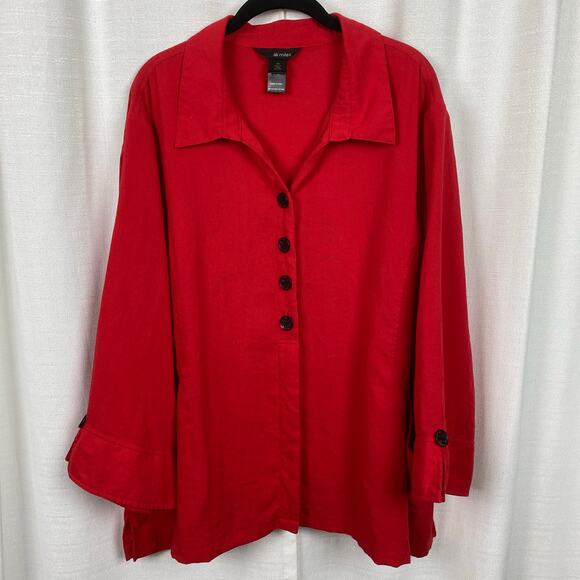 Ali Miles Christmas Red Button Front Blouse Sz.3X - Picture 2 of 11